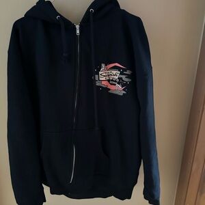 Bailey Sarian Suspish Inn Black Graphic Zip Hoodie